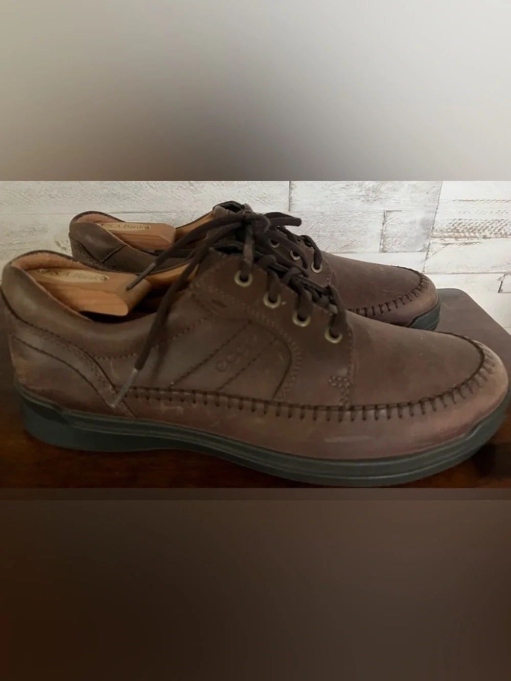 Ecco Seawalker Casual Walking Shoes Brown Leather Mens Size EU‎ 42 US 8-8.5